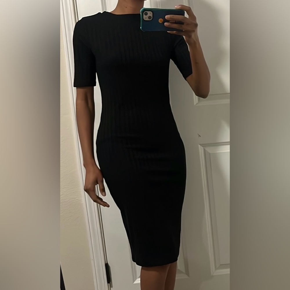 Dorothy Perkins Black Ribbed Bodycon Dress